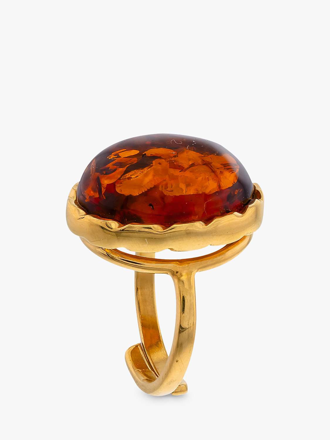 Buy Be-Jewelled Limited Edition Baltic Amber Oval Cabochon Ring, Gold/Cognac Online at johnlewis.com