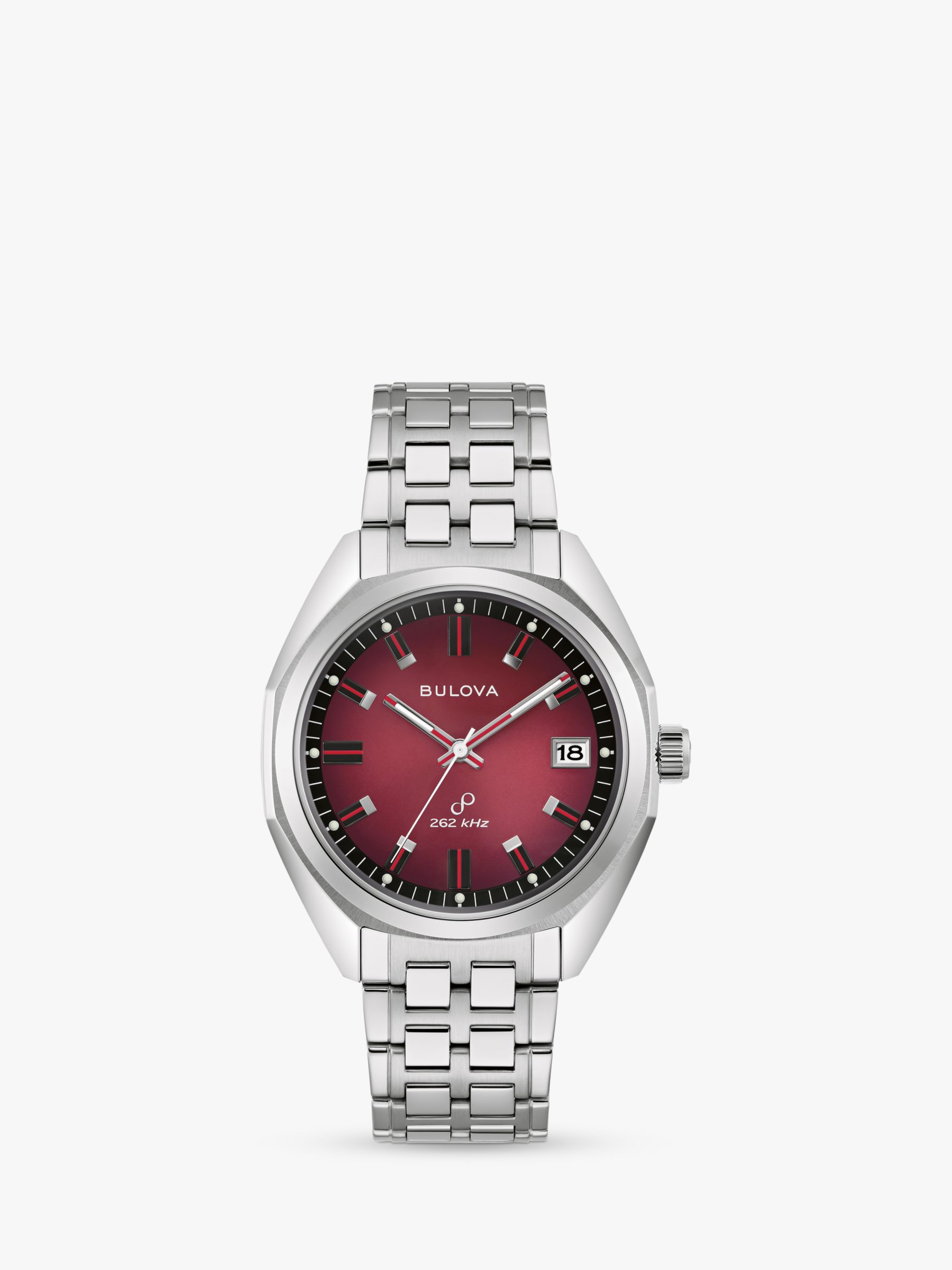 Bulova Men's Classic Jet Star Bracelet Strap Watch, Silver/Red 96B401