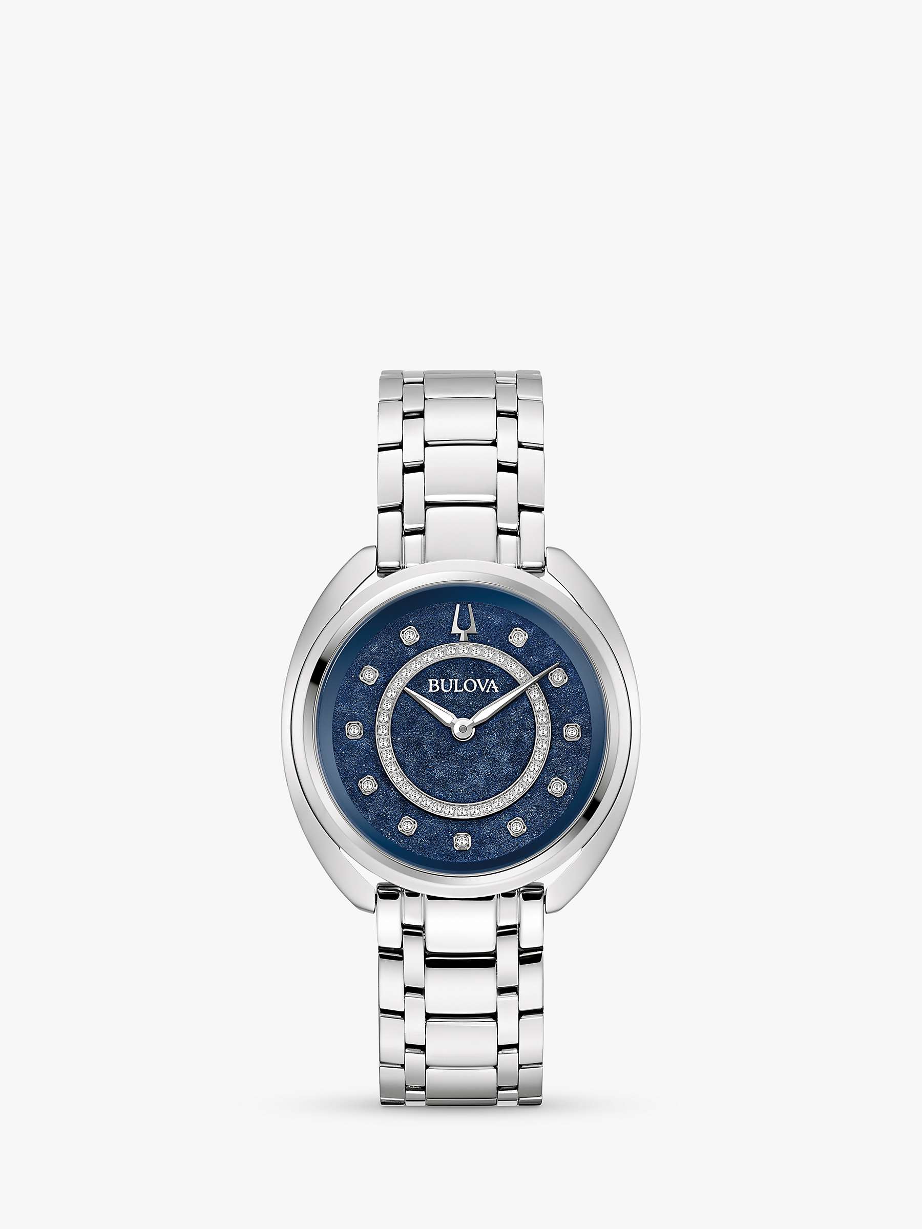 Buy Bulova 96X160 Woman's Classic Duality Diamond Bracelet Strap Watch, Silver/Blue Mother-Of-Pearl Online at johnlewis.com