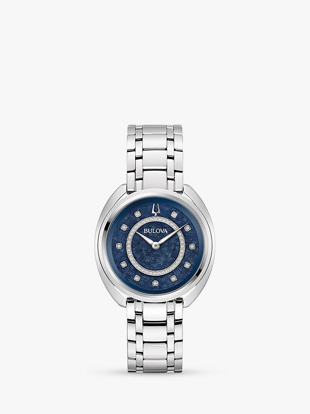 Bulova 96X160 Woman's Classic Duality Diamond Bracelet Strap Watch, Silver/Blue Mother-Of-Pearl