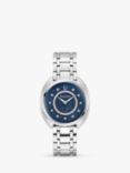 Bulova 96X160 Woman's Classic Duality Diamond Bracelet Strap Watch, Silver/Blue Mother-Of-Pearl