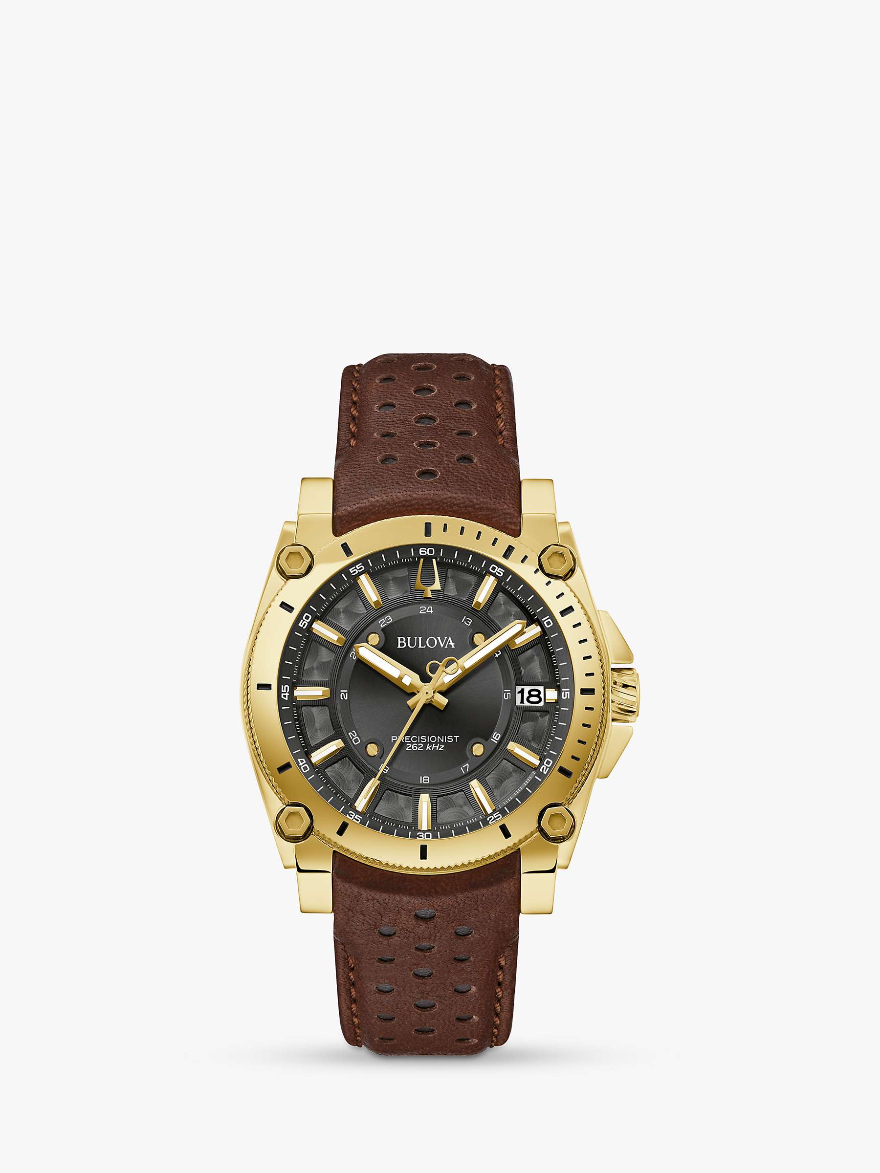 Buy Bulova 97B216 Men's Icon Precisionist Leather Strap Watch, Brown Online at johnlewis.com