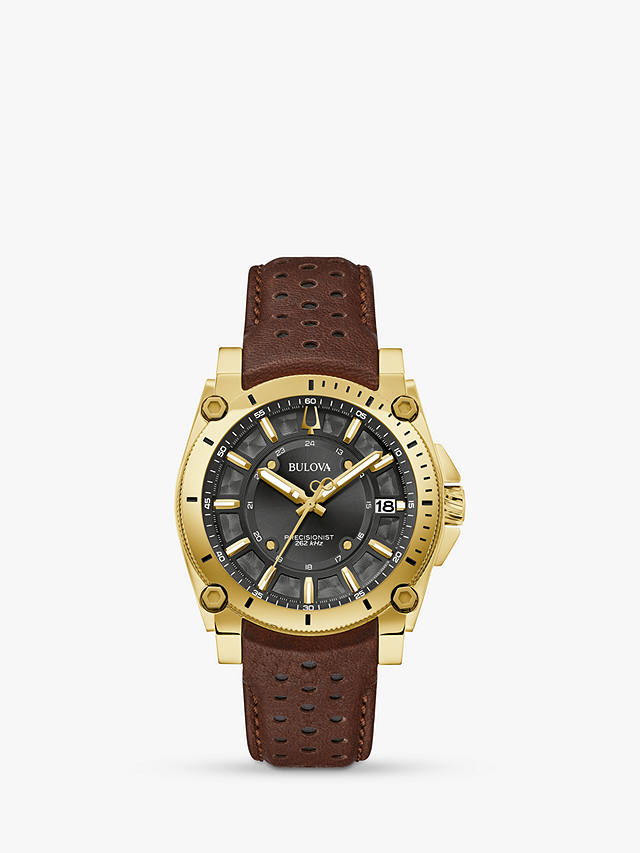 Bulova 97B216 Men's Icon Precisionist Leather Strap Watch, Brown