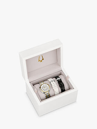 Bulova 98X134 Women's Classic Duality Interchangeable Strap Watch, Gold/Silver