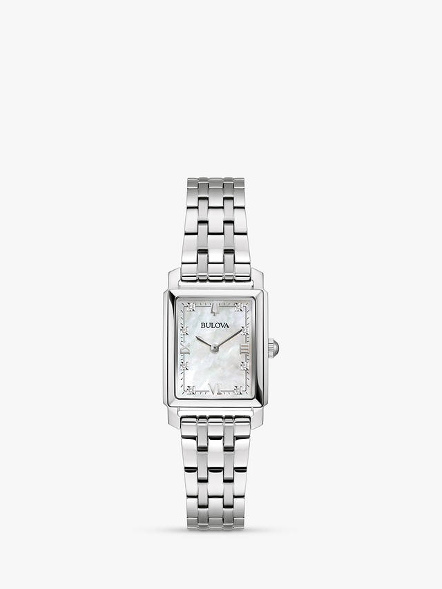 Bulova 96P244 Women's Sutton Diamond Bracelet Strap Watch, Silver/Mother-Of-Pearl