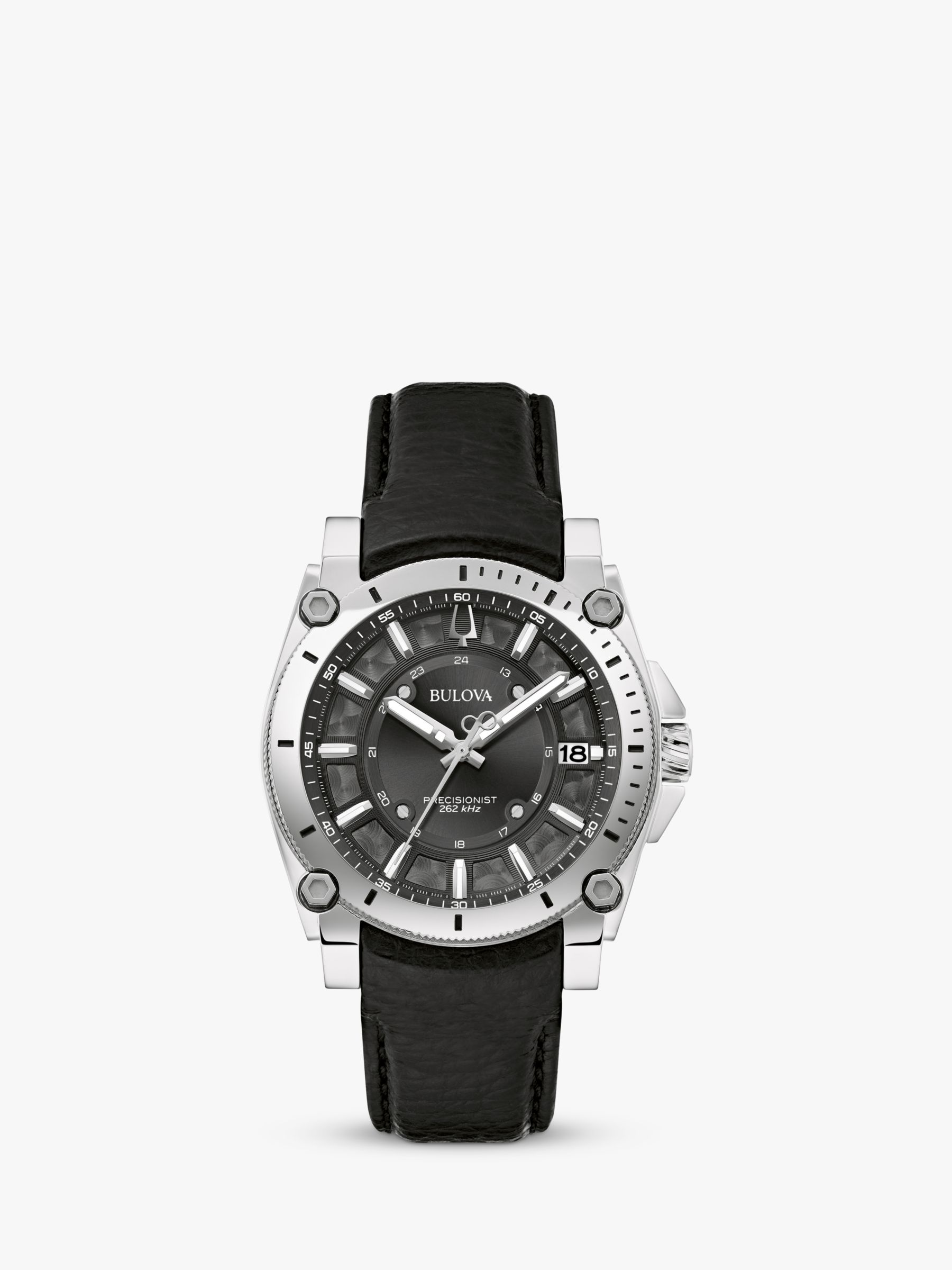 Buy Bulova 96B416 Men's Icon Precisionist Leather Strap Watch, Black Online at johnlewis.com