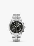 Bulova Men's Chronograph Geometric Bezel Bracelet Strap Watch, Silver/Black