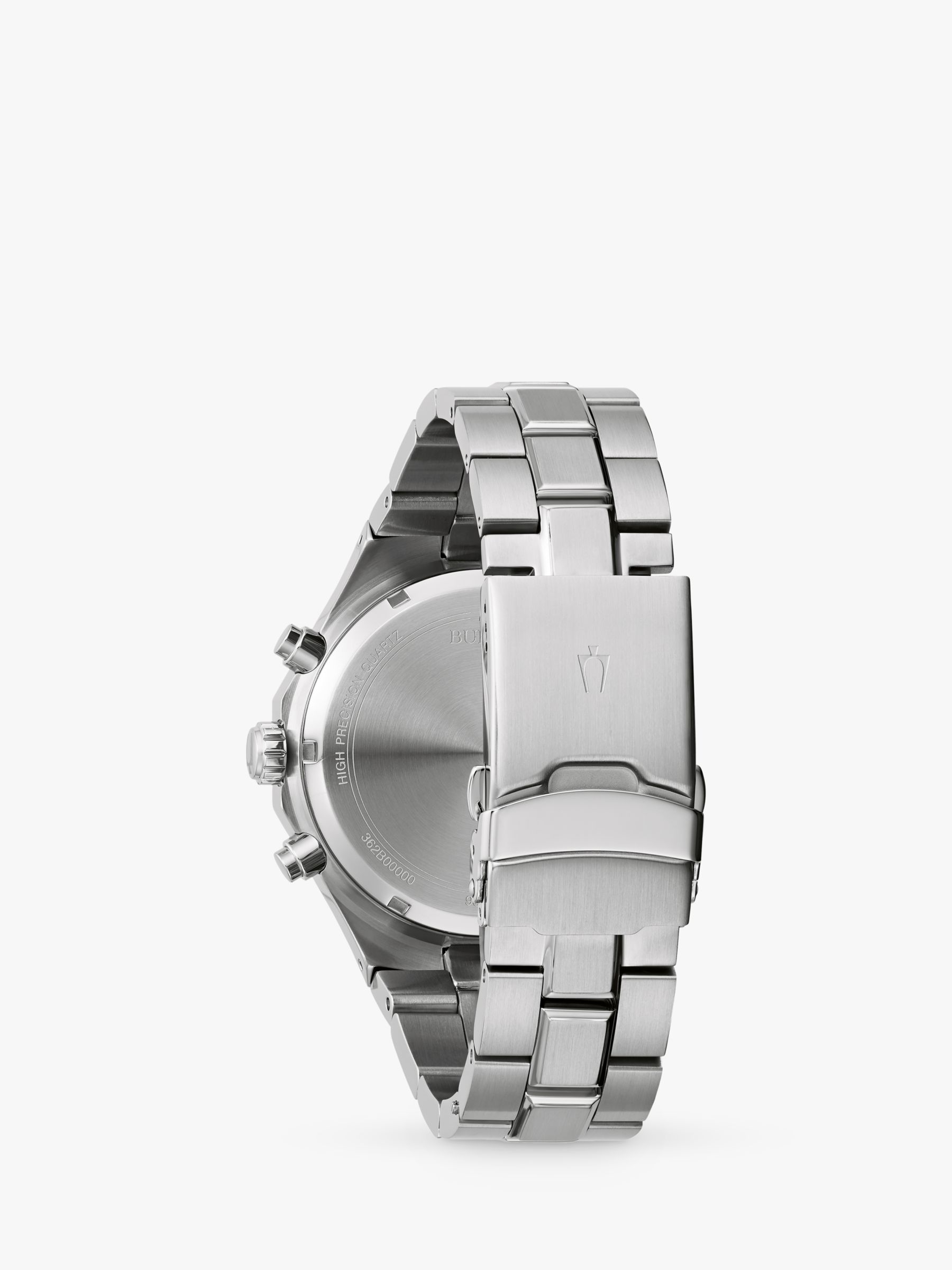 Bulova Men's Chronograph Geometric Bezel Bracelet Strap Watch, Silver/Black  at John Lewis & Partners