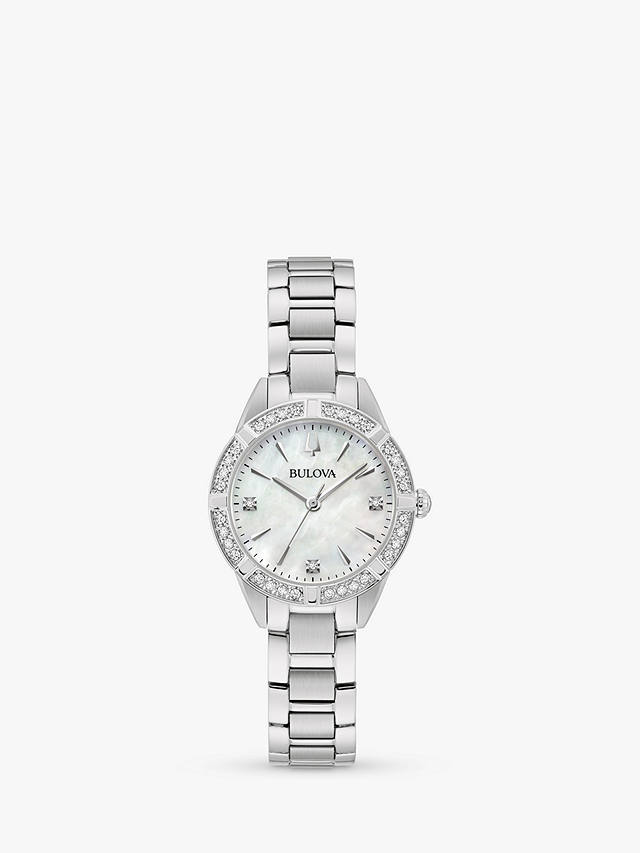 Bulova 96R253 Woman's Classic Sutton Diamond Bracelet Strap Watch, Silver/Mother-Of-Pearl