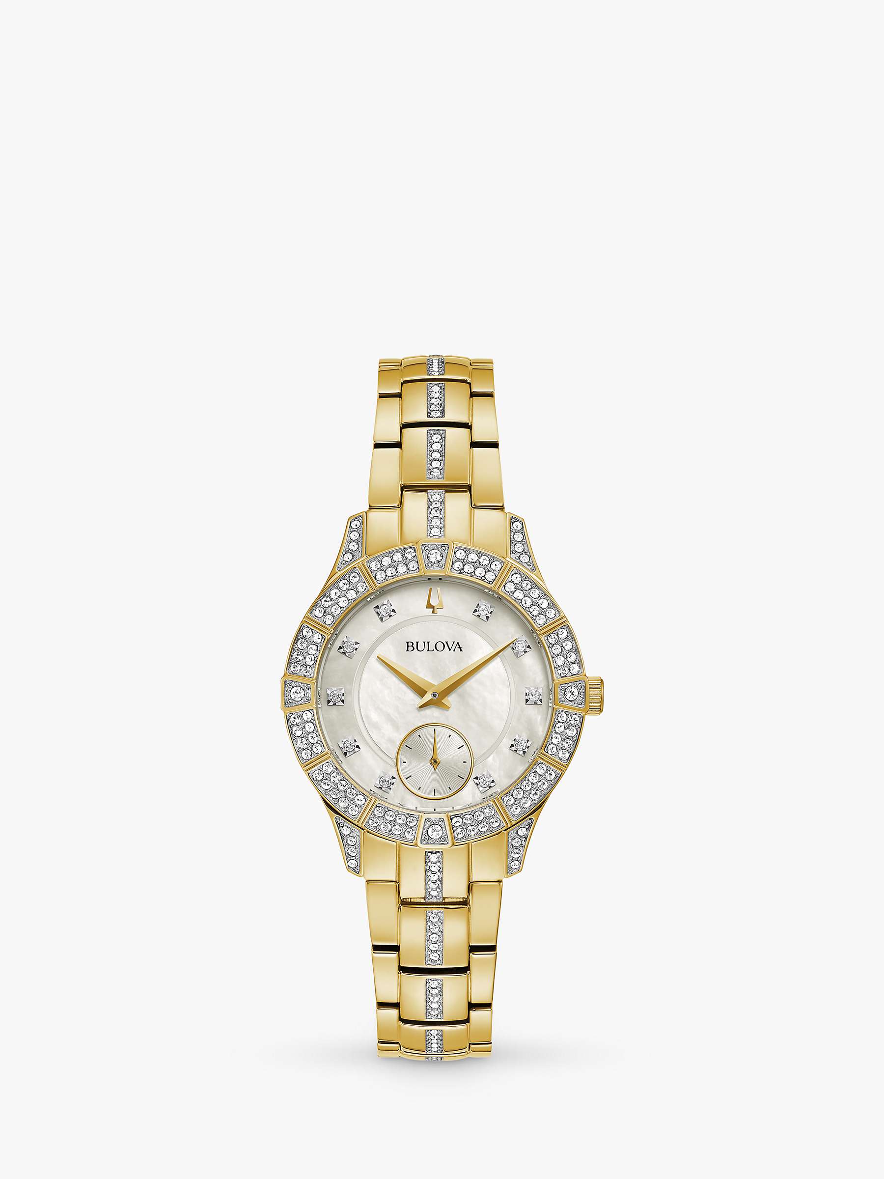 Buy Bulova 98L283 Women's Phantom Crystal Diamond Bracelet Strap Watch, Gold/Mother-Of-Pearl Online at johnlewis.com