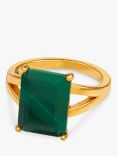 Orelia Malachite Stone Claw Ring, Gold