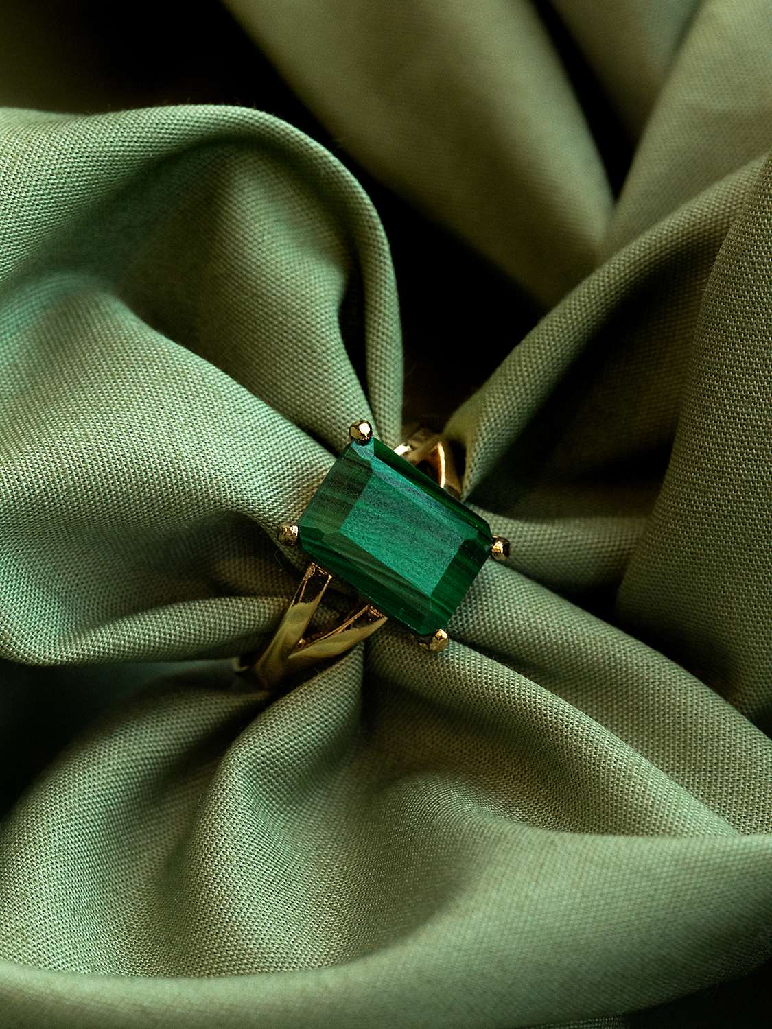 Buy Orelia Malachite Stone Claw Ring, Gold Online at johnlewis.com