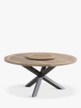 4 Seasons Outdoor Louvre Round Garden Dining Table with Lazy Susan, 160cm, FSC-Certified (Teak Wood), Natural/Anthracite