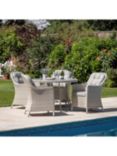 Gallery Direct Holton 4-Seater Round Garden Dining Table & Chairs Set, Natural/Stone