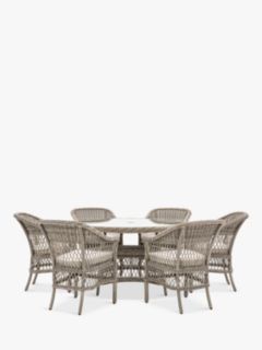 Gallery Direct Menton 6-Seater Round Garden Dining Table & Chairs Set, Natural