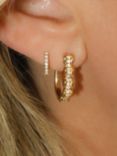 Leah Alexandra Aman Cubic Zirconia U Hoop Earrings, Gold