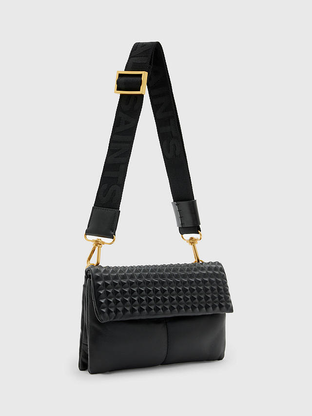 AllSaints Ezra Studded Leather Crossbody Bag, Black