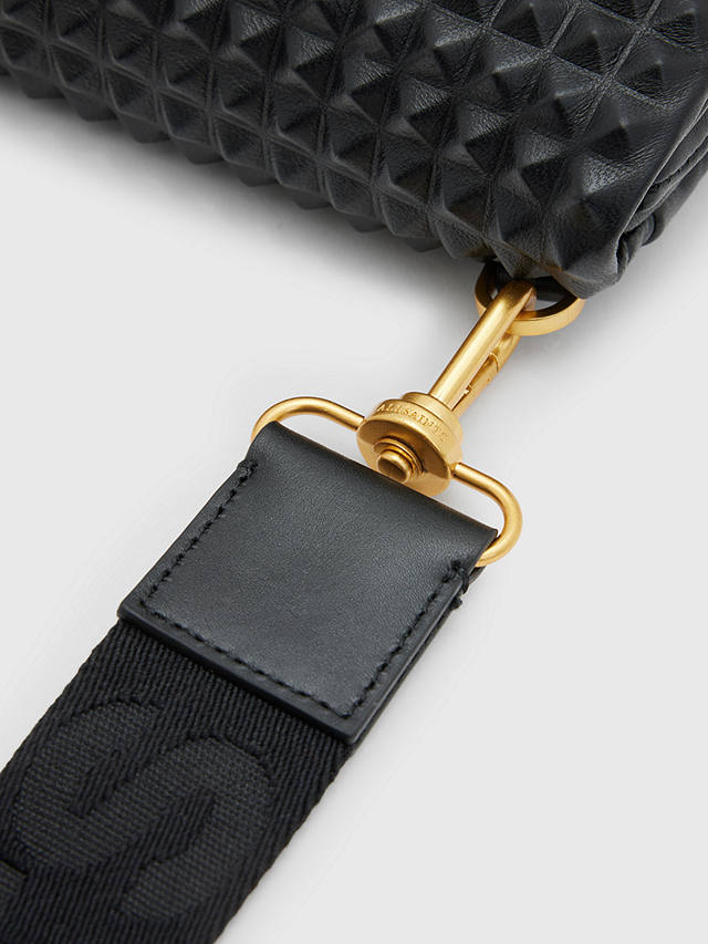 AllSaints Ezra Studded Leather Crossbody Bag, Black at John Lewis ...