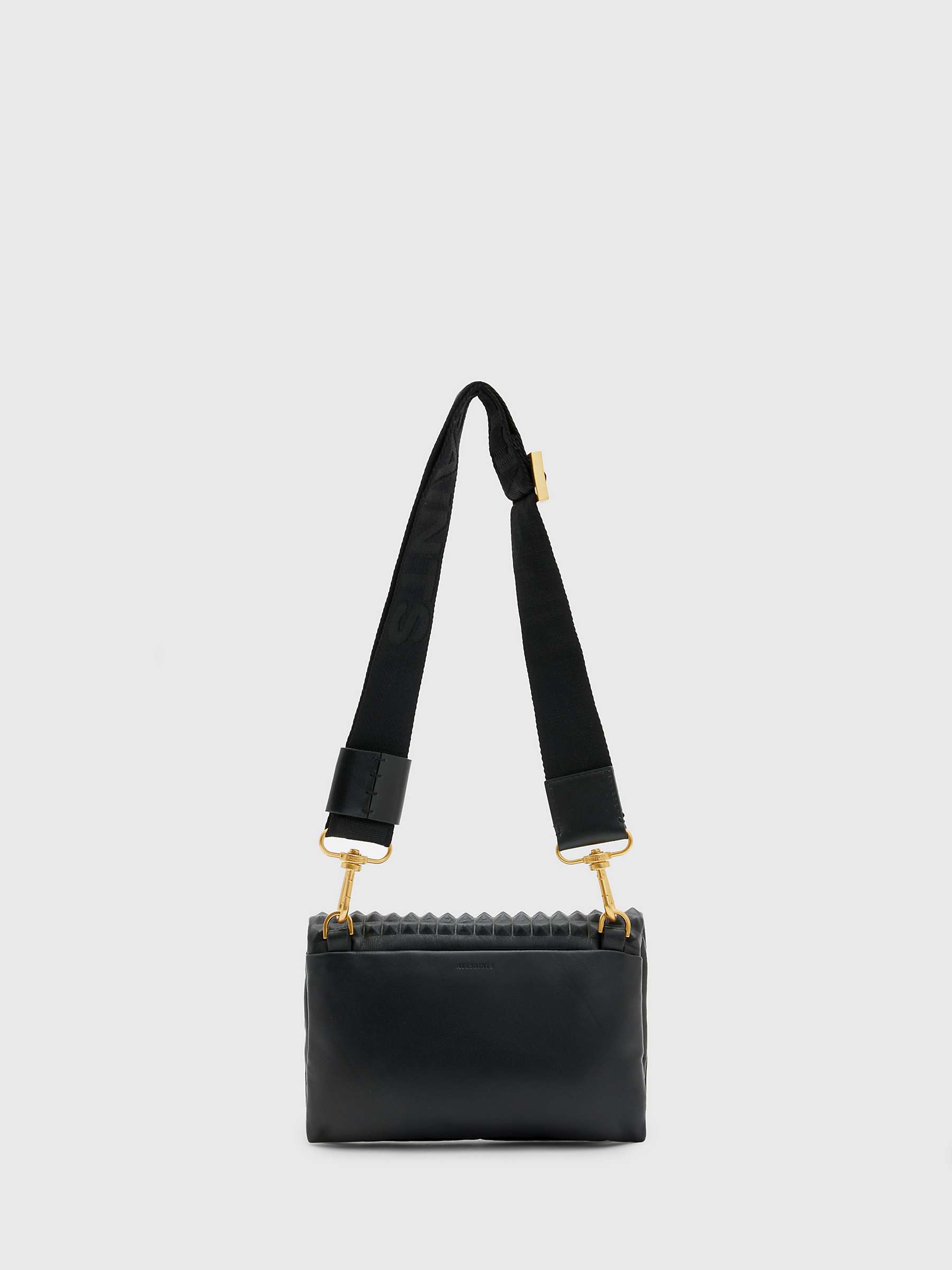 Buy AllSaints Ezra Studded Leather Crossbody Bag, Black Online at johnlewis.com