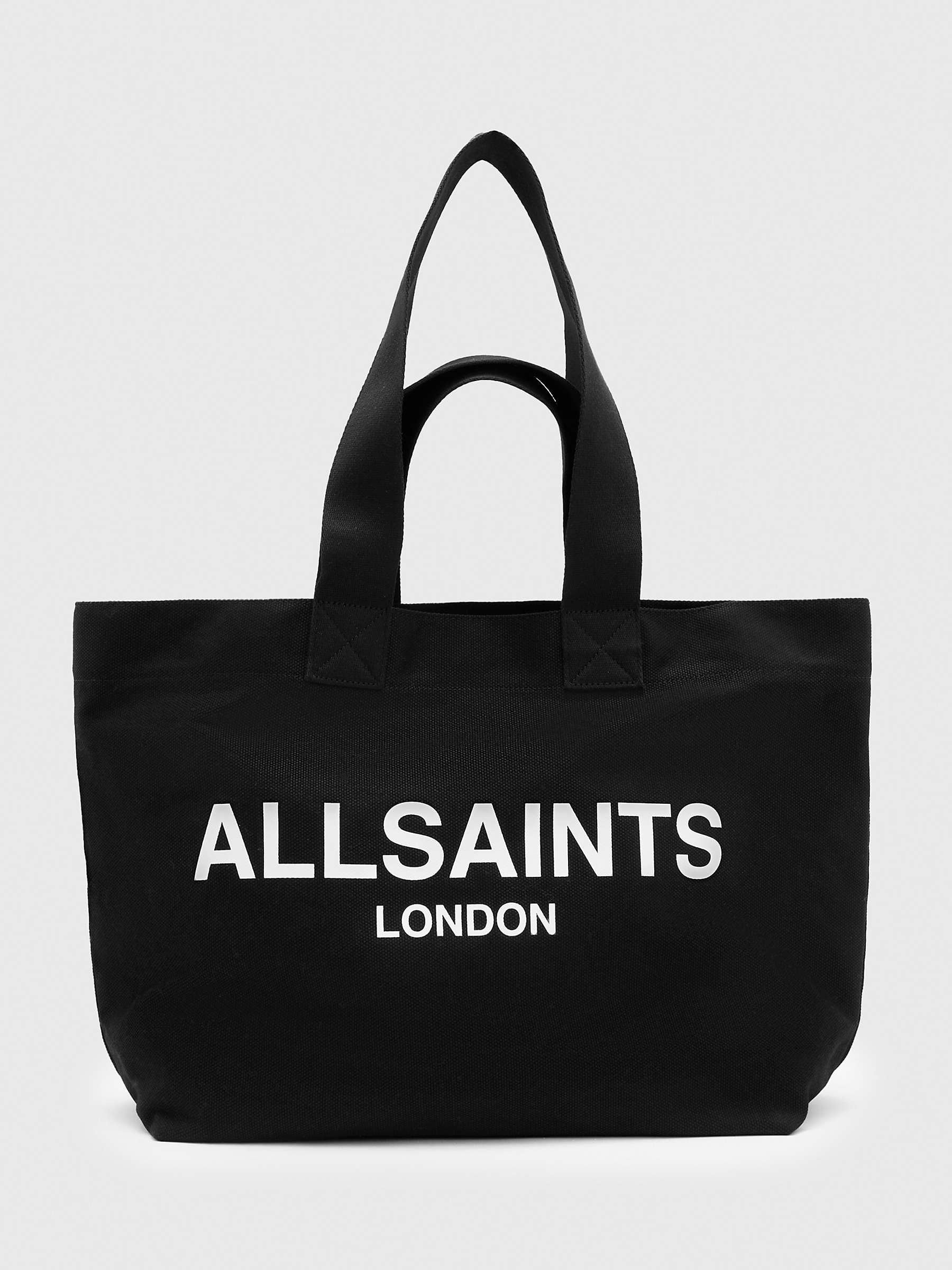 Buy AllSaints Ali Cotton Canvas Logo Tote Bag, Black/White Online at johnlewis.com