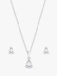 Simply Silver Pear Cubic Zirconia Pendant Necklace & Stud Earrings Jewellery Set, Silver