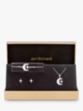 Jon Richard Crystal Moon & Star Stud Earrings, Necklace and Bracelet Jewellery Gift Set, Silver