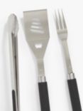 John Lewis Soft Touch BBQ Tool Set, 3 Piece, Silver/Black