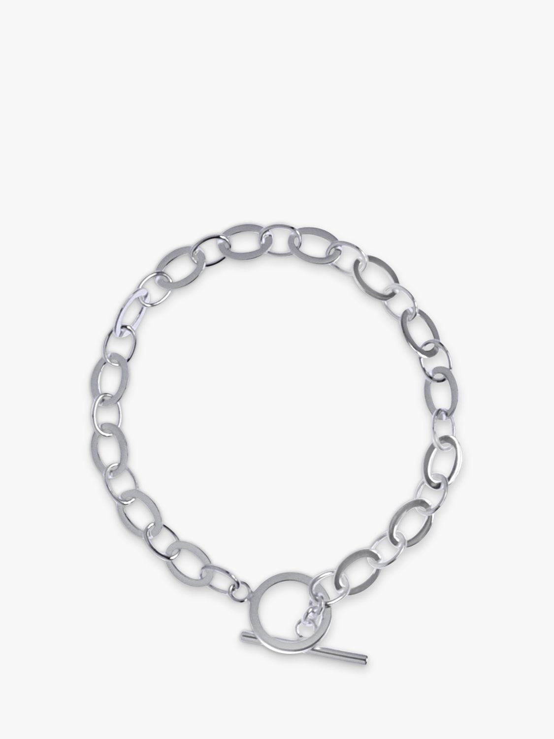 Nina B Oval Link T-Bar Bracelet, Silver at John Lewis & Partners