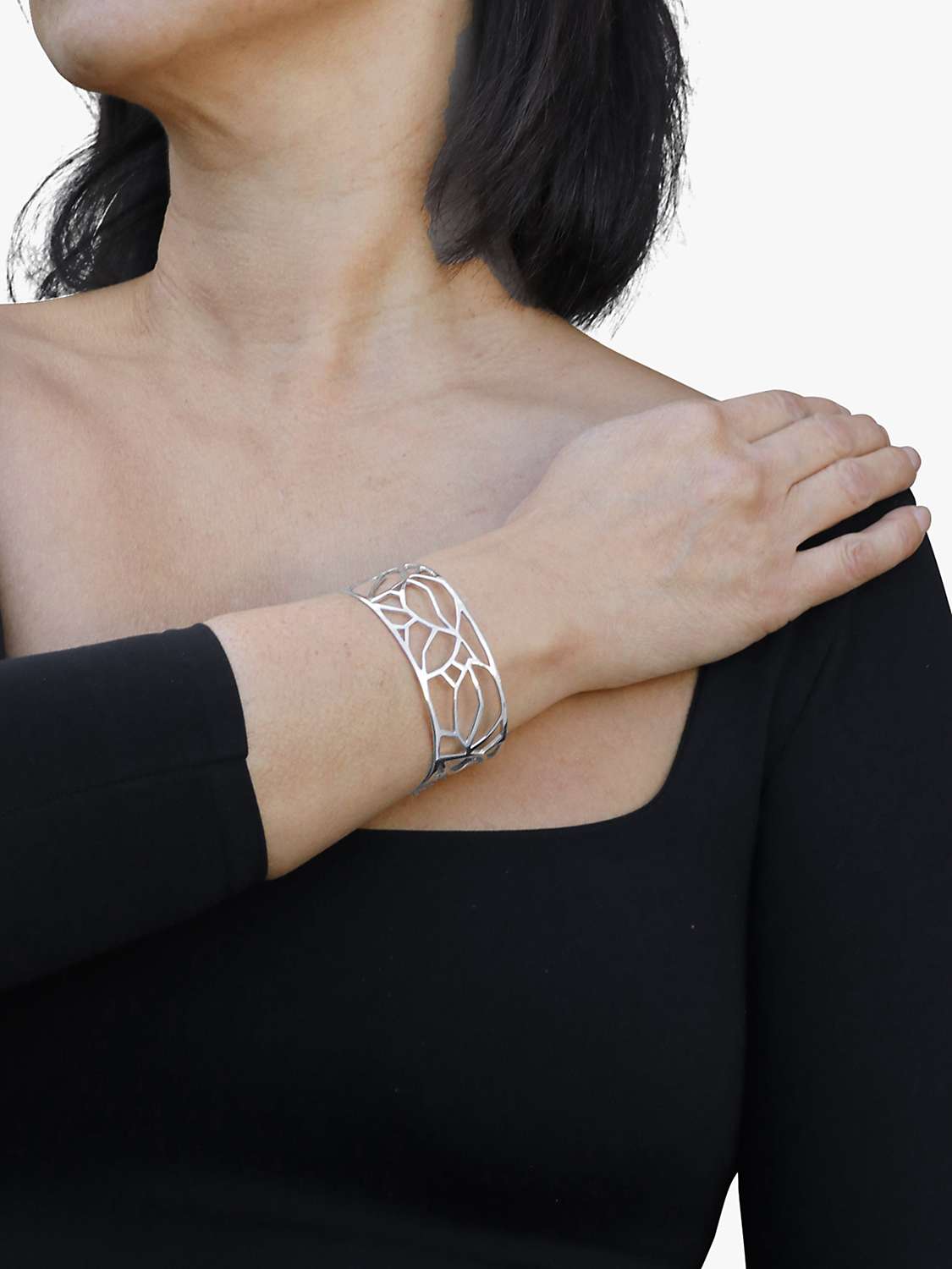 Buy Nina B Cut Out Design Open Cuff Bangle, Silver Online at johnlewis.com