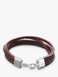 Nina B Men's Sterling Sliver Multi Row Leather Bracelet, Silver/Multi