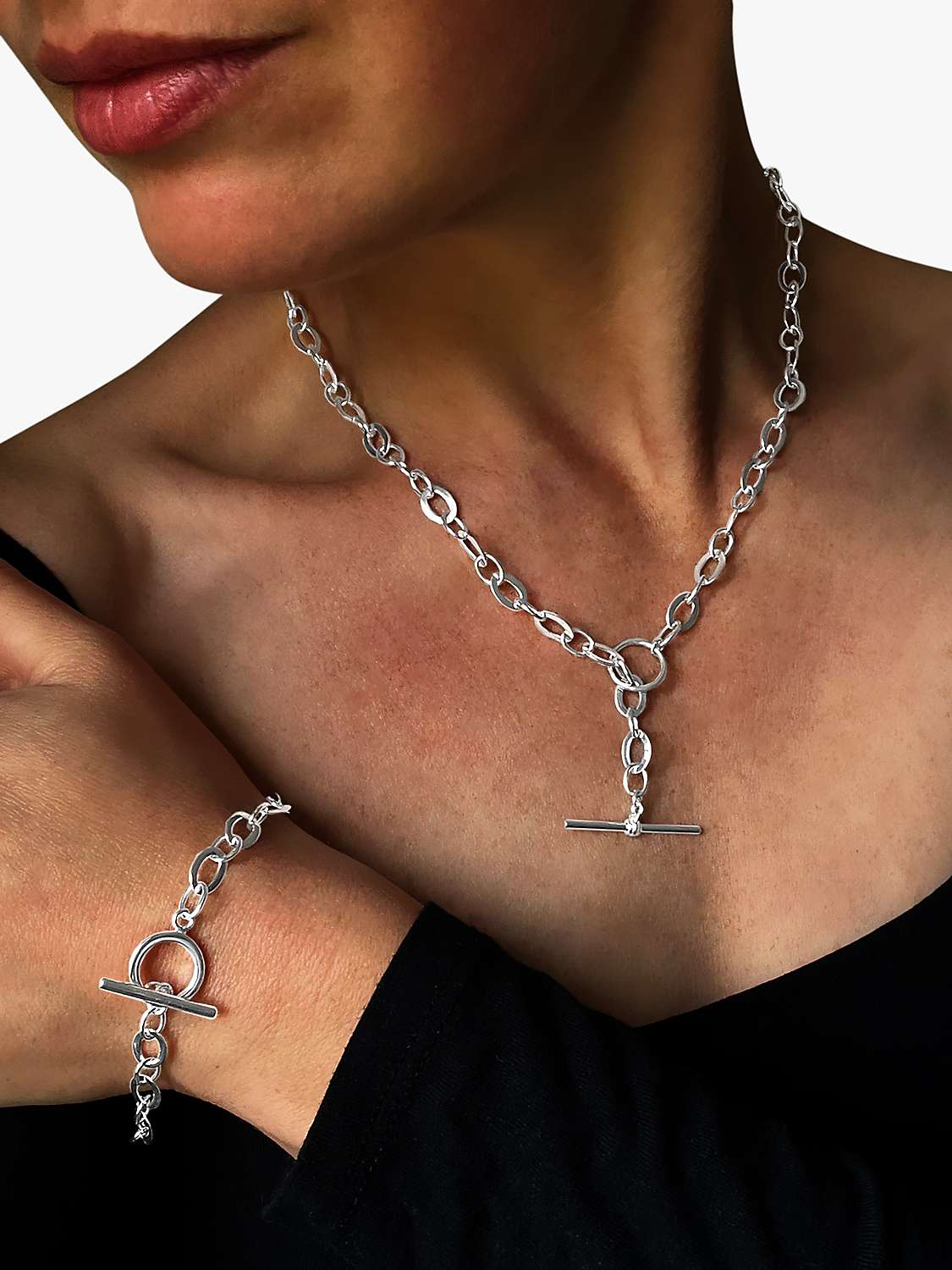 Buy Nina B Link T-bar Necklace, Silver Online at johnlewis.com