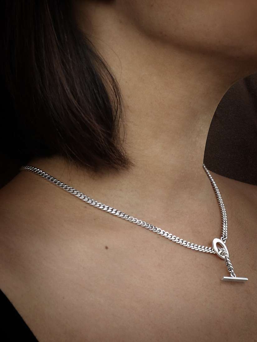 Buy Nina B T-Bar Curb Chain Necklace, Silver Online at johnlewis.com