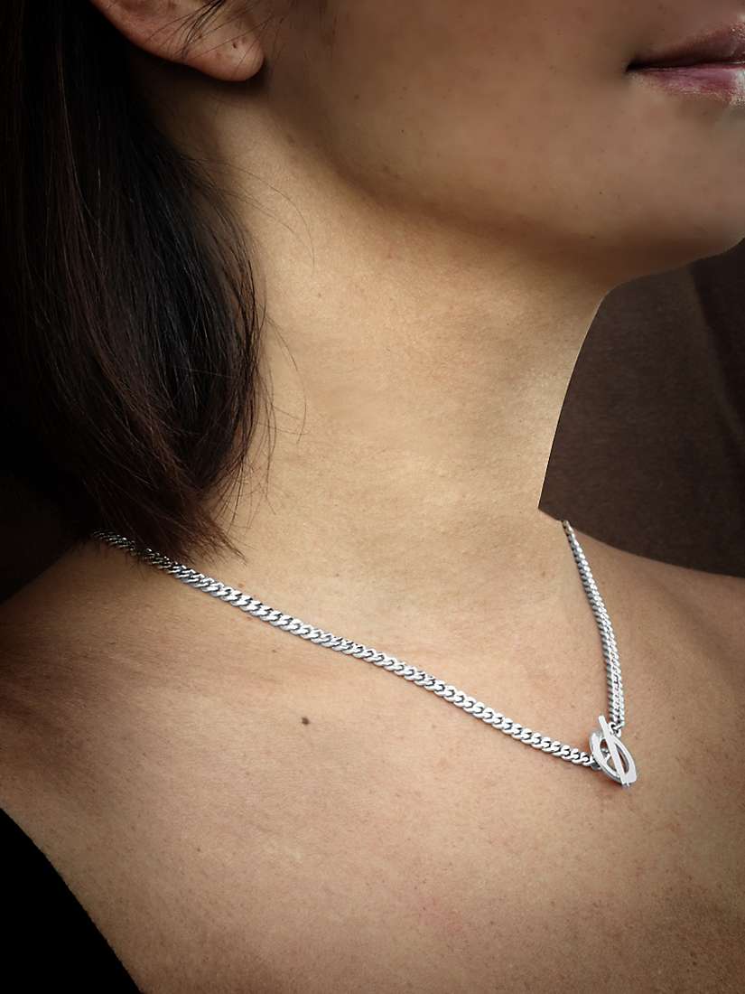 Buy Nina B T-Bar Curb Chain Necklace, Silver Online at johnlewis.com