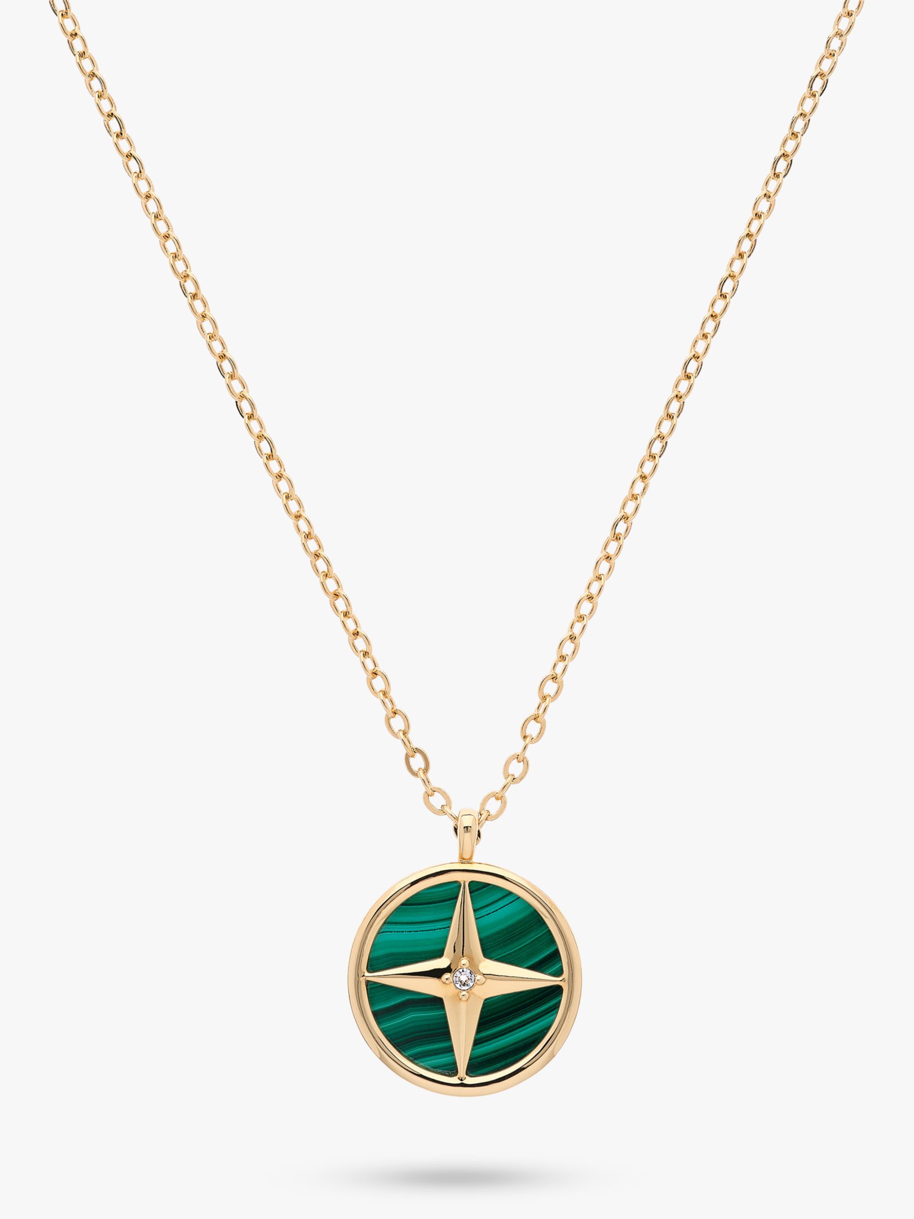 Melissa Odabash Malachite & Crystal Pendant Necklace, Gold