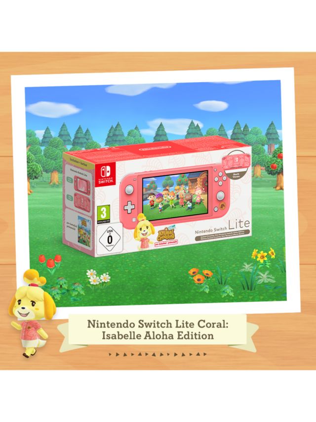 Nintendo, Switch Lite Console Animal Crossing: New Horizons Isabelle Aloha  Edition, Color : Coral