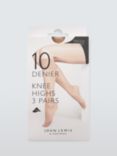 John Lewis 10 Denier Knee-High Tights, Pack of 3, Almond