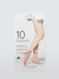 John Lewis 10 Denier Ankle-High Tights, Pack of 3, Caramel