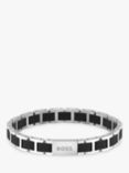HUGO BOSS Men's Sarkis B Silicone Link Bracelet, Black/Silver