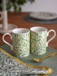 Morris & Co. Spode Willow Earthenware Mugs, 340ml, Set of 2, Green