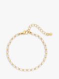 Jon Richard Gold Plated Polished And Pearl Link Bracelet, Gold/Cream