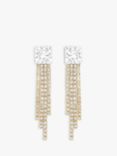 Jon Richard Gold Plated Cubic Zirconia Square Crystal Drop Earrings, Gold