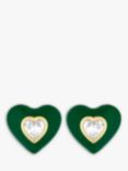 Jon Richard Gold Plated Enamel Heart Stud Earrings, Gold/Green