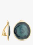 Jon Richard Gold Plated Blue Enamel Disk Clip-On Earrings, Gold/Blue