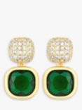 Jon Richard Gold Plated Pave And Emerald Drop Earrings, Gold/Green