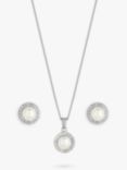 Jon Richard Rhodium Plated Cubic Zirconia And Pearl Jewellery Set, Silver