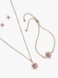 Jon Richard Starburst Cubic Zirconia Bracelet, Stud Earrings and Pendant Necklace Jewellery Set, Gold/Multi