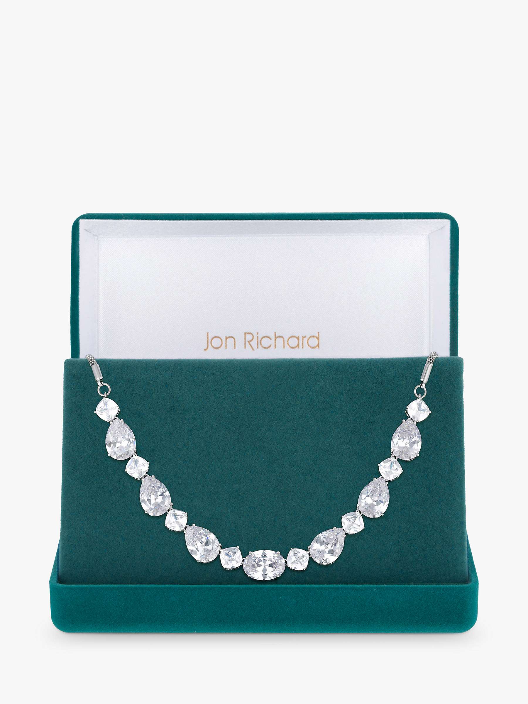 Buy Jon Richard Rhodium Plated Cubic Zirconia Mixed Stone Necklace, Silver Online at johnlewis.com