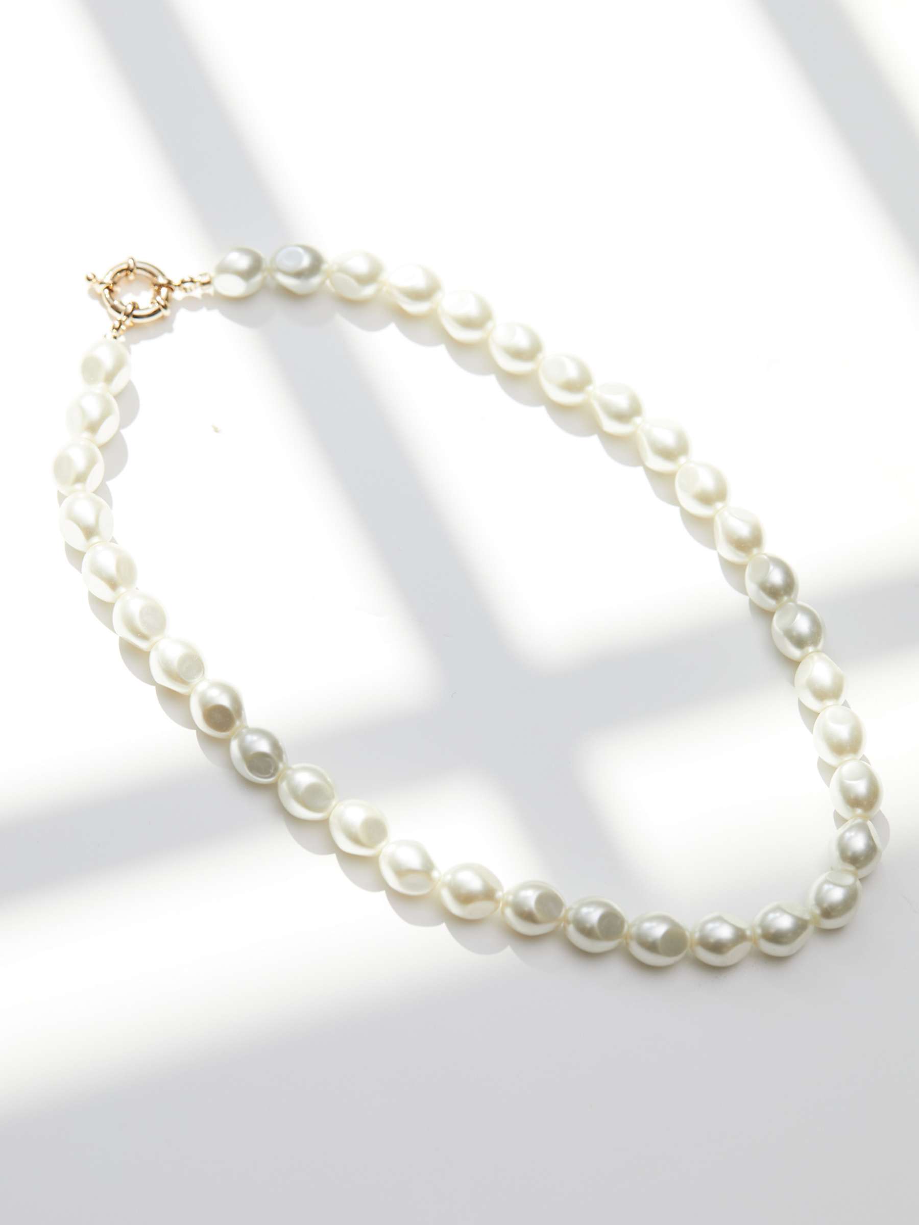 Buy Jon Richard Gold Plated Round Pearl Station Drop Necklace, Gold/Cream Online at johnlewis.com