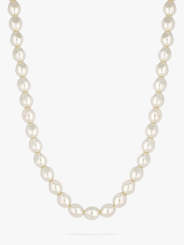 Jon Richard Gold Plated Round Pearl Station Drop Necklace, Gold/Cream