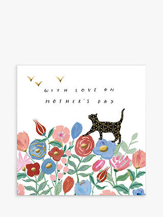 Woodmansterne Cat on Flowers Mother's Day Card